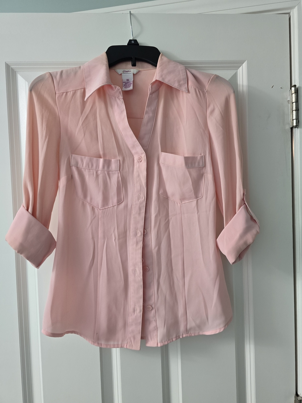 Candies Light Blush Pink Button-Up Collared Blouse